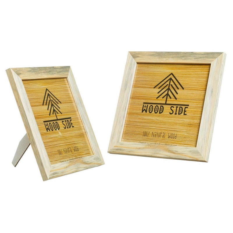 Woodside Rustic Wooden Square Picture Frames 8x8 - Set of 2 - Natural Solid Eco Wood with Real Glass for Wall Mounting and Tabletop Photo Frame - Image 2